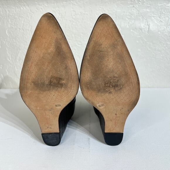 Jessica Simpson Hilrie Black Crocodile Leather Western Wedge Heel Boot 8 - Picture 5 of 9